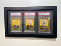 One of a kind Framed PSA 8 1997 Pokemon Japanese Meiji Pikachu, Mew, and Mewtwo! - Image 1