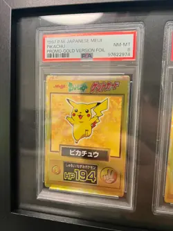 One of a kind Framed PSA 8 1997 Pokemon Japanese Meiji Pikachu, Mew, and Mewtwo! - Image 2