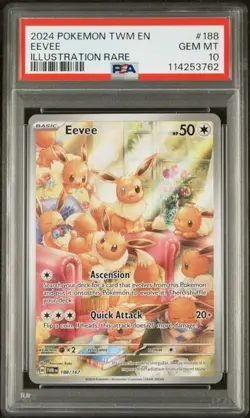 2024 POKEMON TWM EN-TWILIGHT MASQUERADE 188 EEVEE ILLUSTRATION RARE PSA 10 - Image 1