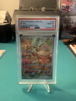 2024 POKEMON TWM EN-TWILIGHT MASQUERADE 188 EEVEE ILLUSTRATION RARE PSA 10 - Image 3
