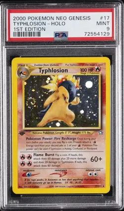 2000 POKEMON NEO GENESIS 1ST ED #17 TYPHLOSION-HOLO PSA 9 - Image 1