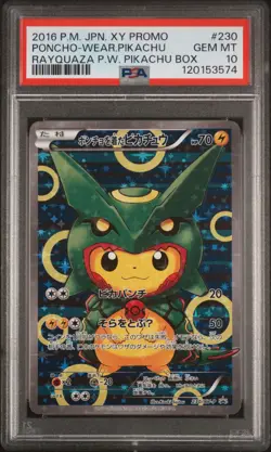2016 POKEMON JPN XY PROMO #230 PONCHO-WEARING PIKACHU PSA 10 - Image 1