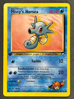 Misty's Horsea 86/132 - 2000 Gym Heroes 1st Edition NM Pokemon Common Card WOTC - Image 1