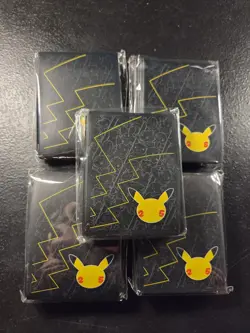 Pokemon 25th anniversary Pikachu Black Card sleeves Lot Of 5 Packs - Image 1