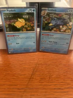 Pokemon TCG Mega Evolutions Psyduck 007 - Golduck 008 Black Star Promo - Image 1