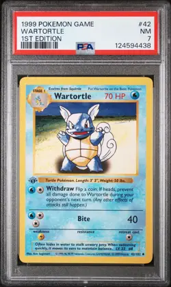Pokemon 1999 1st Edition Wartortle Base Set Shadowless #42/102 PSA 7 NEAR MINT - Image 1
