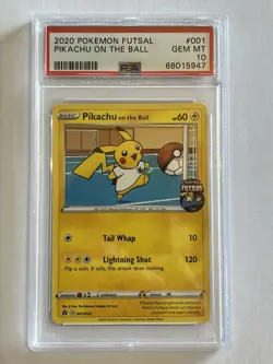 2020 POKEMON FUTSAL #001 PIKACHU ON THE BALL PSA 10 - Image 1