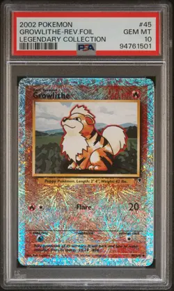 Pokemon Growlithe Legendary Coll. Reverse Holo #45 PSA 10 Gem Mint - Image 1