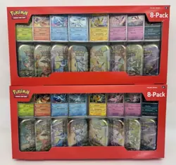 2 Pokemon TCG Prismatic Evolutions 8-Pack Mini Tins Promo Costco Bundle EEVEE - Image 1