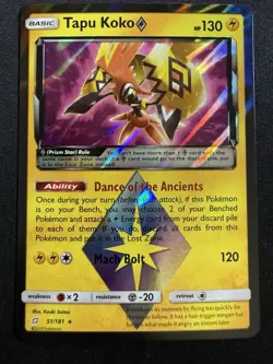 Tapu Koko 51/181 Prism Star Sun & Moon Team Up Holo Ultra Rare Pokemon NM/MT - Image 1