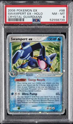 2006 POKEMON EX CRYSTAL GUARDIANS #98 SWAMPERT EX-HOLO PSA 8 - Image 1