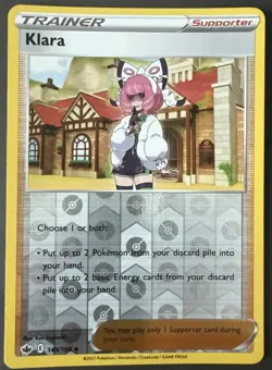 Pokemon TCG Klara S & S Chilling Reign 145/198 Reverse Holo Uncommon - Image 1