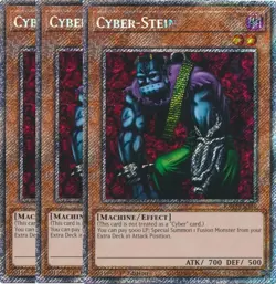 Yu-Gi-Oh! 3x Cyber-Stein RA03-EN146 Platinum Secret Rare Playset - Image 1