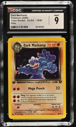 CGC 9 MINT Dark Machamp Team Rocket 1st Edition 10/82 Holo Pokemon Card - Image 1