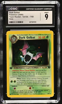 CGC 9 MINT Dark Golbat Team Rocket 1st Edition 7/82 Holo Pokemon Card - Image 1