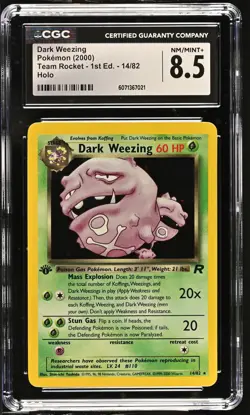 CGC 8.5 Dark Weezing Team Rocket 1st Edition 14/82 Holo Pokemon Card - Image 1