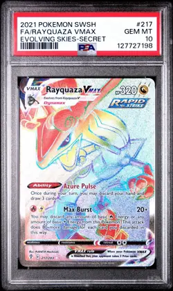 PSA 10 Pokemon Rayquaza VMAX 217/203 Evolving Skies Secret Rare Rainbow - Image 1