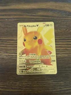 Display Card Pikachu V Gold Foil Year 2020 170/185 HP190 Fan Art Mint - Image 1
