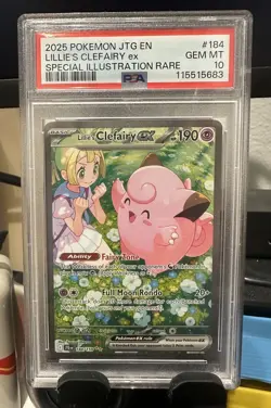 2025 POKEMON JTG EN-JOURNEY TOGETHER #184 LILLIE'S CLEFAIRY EX PSA 10 - Image 1