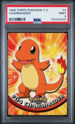 1999 TOPPS POKEMON TV #4 CHARMANDER PSA 9 - Image 1