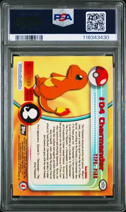 1999 TOPPS POKEMON TV #4 CHARMANDER PSA 9 - Image 2