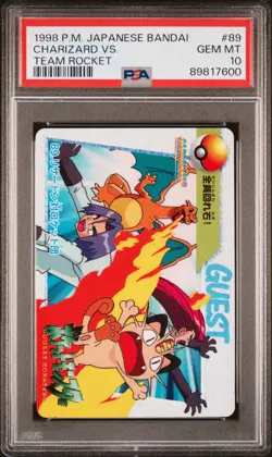 1998 POKEMON JPN BANDAI CARDDASS VENDING #89 CHARIZARD VS TEAM ROCKET PSA 10 - Image 1