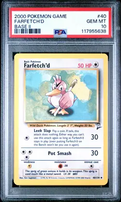 2000 POKEMON BASE SET 2 #40 FARFETCH'D PSA 10 - Image 1