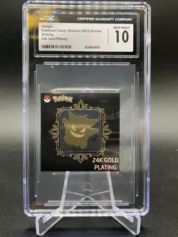 Gengar Pokemon Candy Stickers (2023) Korean Striking 24K Gold Plating CGC 10 - Image 1