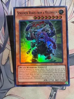 Yugioh Asian English INFO-AE001 Sengenjin Wakes from a Millennium x3 Super rare - Image 3