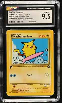 CGC 9.5 Surfing Pikachu Black Star Promo 28 Pokemon World Collection Card - Image 1