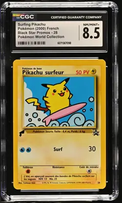 CGC 8.5 Surfing Pikachu Black Star Promo 28 Pokemon World Collection Card - Image 1