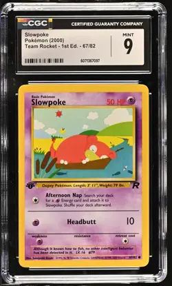 CGC 9 MINT Slowpoke Team Rocket 1st Edition 67/82 Pokemon Card - Image 1