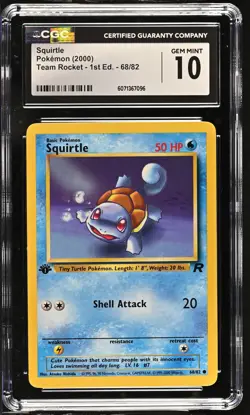 CGC 10 GEM MINT Squirtle Team Rocket 1st Edition 68/82 Pokemon Card - Image 1