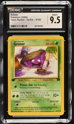 CGC 9.5 MINT+ Grimer Team Rocket 1st Edition 57/82 Pokemon Card - Image 1