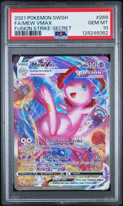 PSA 10 Mew VMAX 269/264 Fusion Strike Alt Art Holo Pokemon Card - Image 1