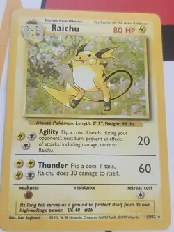 Raichu Base Set 14/102 LP Holo Rare Unlimited Pokemon TCG Card - Image 1
