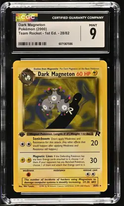 CGC 9 MINT Dark Magneton Team Rocket 1st Edition 28/82 Pokemon Card - Image 1
