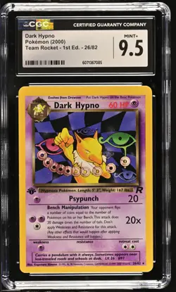 CGC 9.5 MINT+ Dark Hypno Team Rocket 1st Edition 26/82 Pokemon Card - Image 1