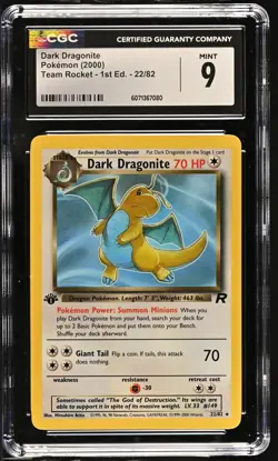 CGC 9 MINT Dark Dragonite Team Rocket 1st Edition 22/82 Pokemon Card - Image 1