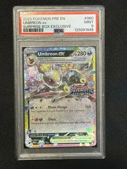2025 POKEMON PRE EN-PRISMATIC EVOLUTIONS SURPRISE BOX EXCLUSIVE UMBREON EX PSA 9 - Image 1