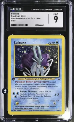 2001 Pokemon Neo Revelation 1st Edition Suicune #14 CGC 9 Mint Holo Rare PSA - Image 1