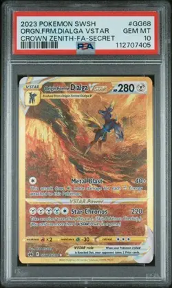 2023 Pokemon TCG Crown Zenith Origin Forme Dialga Vstar GG68/GG70 PSA 10 - Image 1