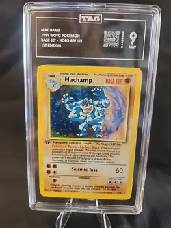 1999 Pokemon Base Set Machamp #8 1st Edition Holo TAG 9 Graded Card - Image 1