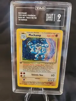 1999 Pokemon Base Set Machamp #8 1st Edition Holo TAG 9 Graded Card - Image 2