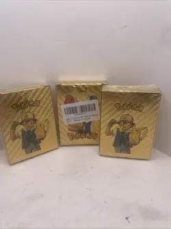 3x 55Pcs Pokemon Gold Foil Cards Pack TCG GX EX VMAX - 165 Cards Total! - Image 1