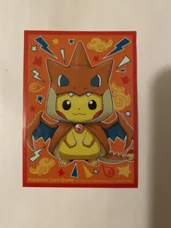 Pikachu Poncho Wearing Pikachu Mega Charizard Y - 1x Card Sleeve Pokemon TCG - Image 1