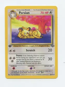 English Pokemon Trading Card | Jungle Set Persian 1st Edition Rare WOTC - Image 1