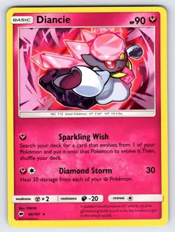 Diancie 94/147 2017 S&M Burning Shadows Pokemon Card TCG Holo Rare - Nm/Vlp - Image 1