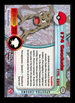 SPECTRA Geodude #74 Topps Chrome 2000 Series 1 T.V Holo Pokemon Card TCG - Image 2