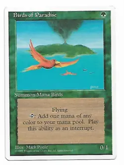 Magic the Gathering ~ MTG ~ 1x Birds of Paradise ~ MP ~ Fourth ED. ~ 4th - Image 1